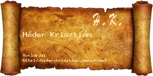 Héder Krisztián névjegykártya